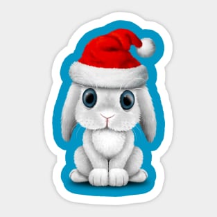 White Baby Bunny Wearing a Santa Hat Sticker